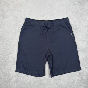 Eddie Bauer Mens Navy Blue Waffle Knit Lounge Shorts Size M Drawstring Thermal